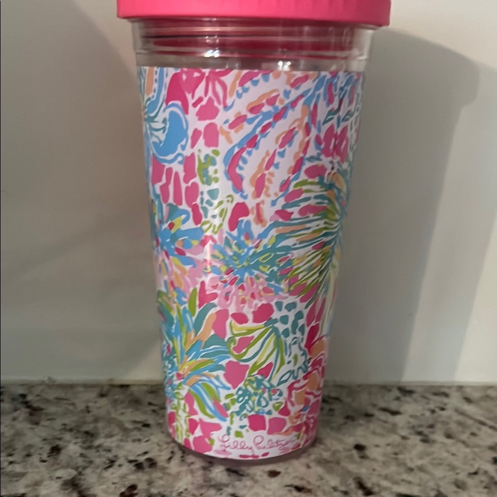 Colorful Tumbler with Pink Lid